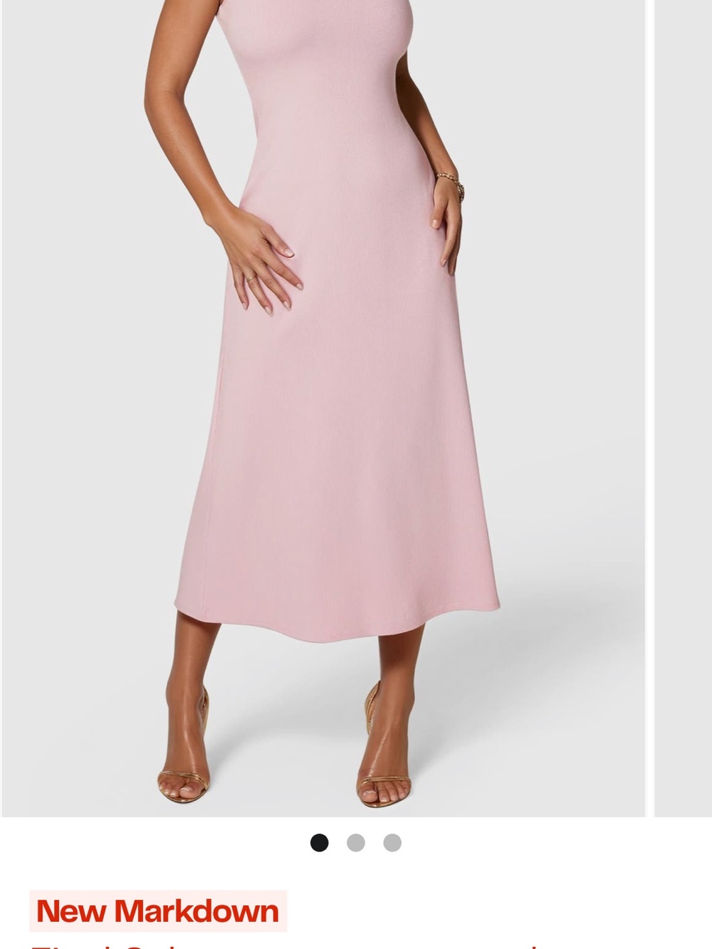 Bebe Sleek Ribbed Midi Sleeveless Dress in Blush Pink Sz M NWT